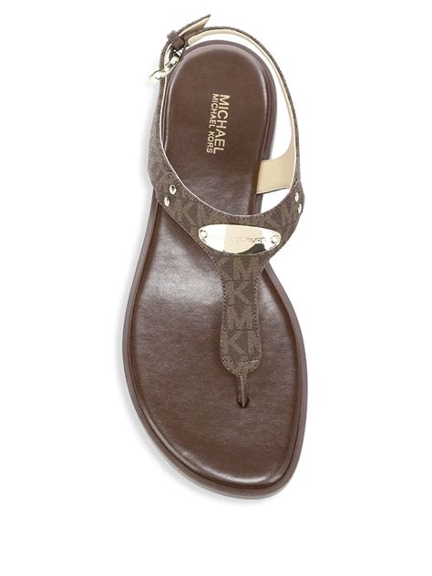 michael michael kors logo plaque leather sandal|Michael Kors closed toe sandals.